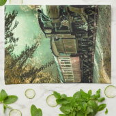 列車の機関車レトロヴィンテージ紅葉 キッチンタオル (折り畳み)