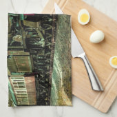 列車の機関車レトロヴィンテージ紅葉 キッチンタオル (四つ折り)