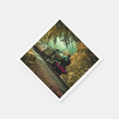 列車の機関車レトロヴィンテージ紅葉 スタンダードカクテルナプキン (角)