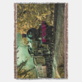 列車の機関車レトロヴィンテージ紅葉 スローブランケット (正面縦)