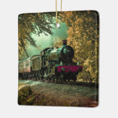 列車の機関車レトロヴィンテージ紅葉 セラミックオーナメント (左)