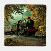 列車の機関車レトロヴィンテージ紅葉 セラミックオーナメント (裏面)