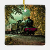 列車の機関車レトロヴィンテージ紅葉 セラミックオーナメント (正面)