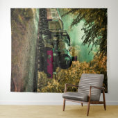 列車の機関車レトロヴィンテージ紅葉 タペストリー (インサイチュ(横))