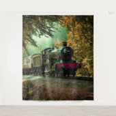 列車の機関車レトロヴィンテージ紅葉 タペストリー (正面)