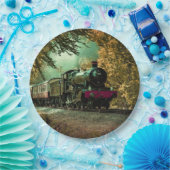 列車の機関車レトロヴィンテージ紅葉 ペーパープレート (パーティー)