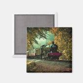 列車の機関車レトロヴィンテージ紅葉 マグネット (正面/裏面)