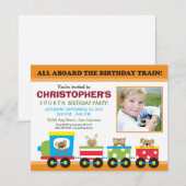 列車の男の子の誕生日の招待のすべて(オレンジ) 招待状 (正面/裏面)