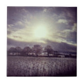 列車の窓から冬の畑や丘 タイル (正面)