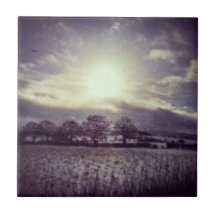 列車の窓から冬の畑や丘