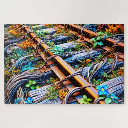 列車の線路が成長し過ぎている ジグソーパズル (横)