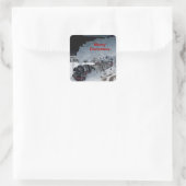 列車の蒸気機関車雪写真クリスマス スクエアシール (バッグ)