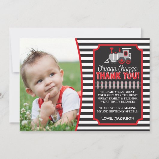 列車の誕生日お礼カード封筒付き 招待状 (正面)