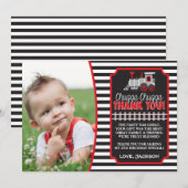 列車の誕生日お礼カード封筒付き 招待状 (正面/裏面)