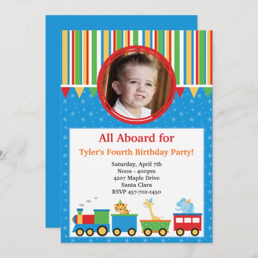 列車の誕生日のパーティの招待状 招待状 (正面/裏面)