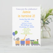 列車の誕生日の招待状の動物 招待状 (スタンド正面)