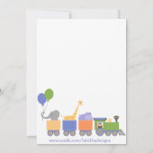 列車の誕生日の招待状の動物 招待状 (裏面)