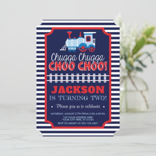 列車の誕生日の招待状|の列車の誕生日のチケット 招待状 (スタンド正面)