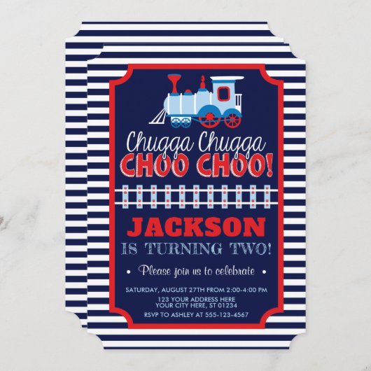 列車の誕生日の招待状|の列車の誕生日のチケット 招待状 (正面/裏面)