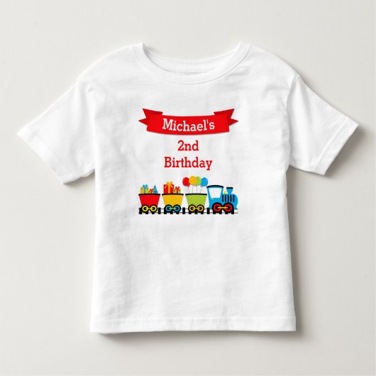 列車の誕生日のTシャツの幼児の子供 トドラーTシャツ (正面)