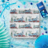 列車の誕生日パーティーウォーターカラーブルー ペーパープレート (パーティー)