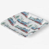 列車の誕生日パーティーウォーターカラーブルー ペーパープレート (傾斜あり)