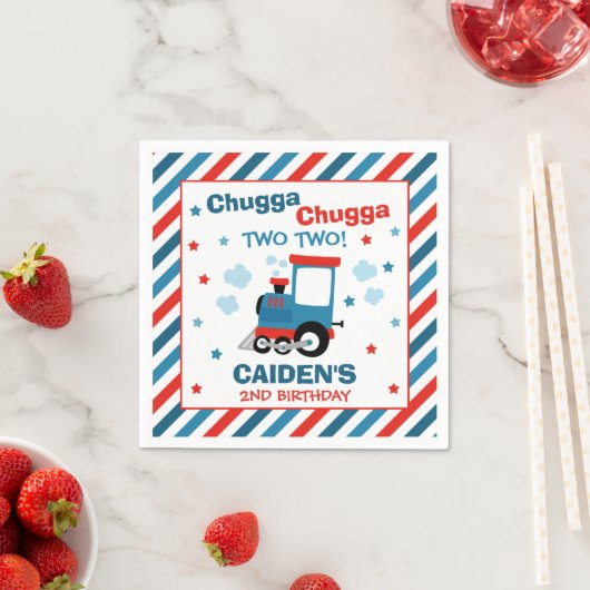 列車の誕生日パーティーデコルChugga Chugga Two Two スタンダードカクテルナプキン (インサイチュ)