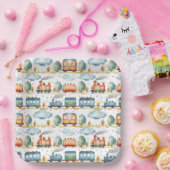 列車の誕生日パーティーベビーシャワー水色 ペーパープレート (パーティー)