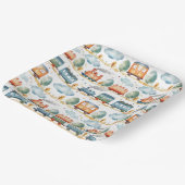 列車の誕生日パーティーベビーシャワー水色 ペーパープレート (傾斜あり)