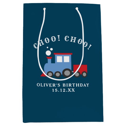 列車の誕生日パーティー抱き枕 ミディアムペーパーバッグ (正面)