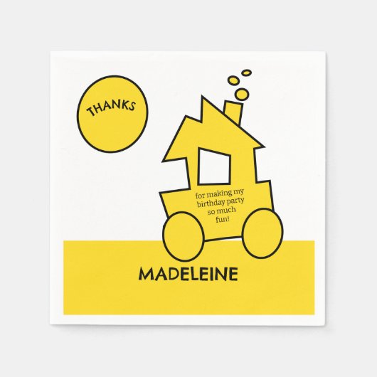 列車の誕生日パーティー スタンダードカクテルナプキン (正面)