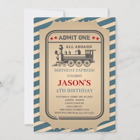 列車の誕生日パーティー 招待状 (正面)