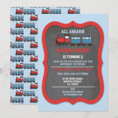 列車の誕生日パーティー 鉄道駅 チョコチョコ 招待状 (正面/裏面)