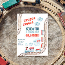 列車の誕生日招待状ボーイチャッガショオトレインパーティー