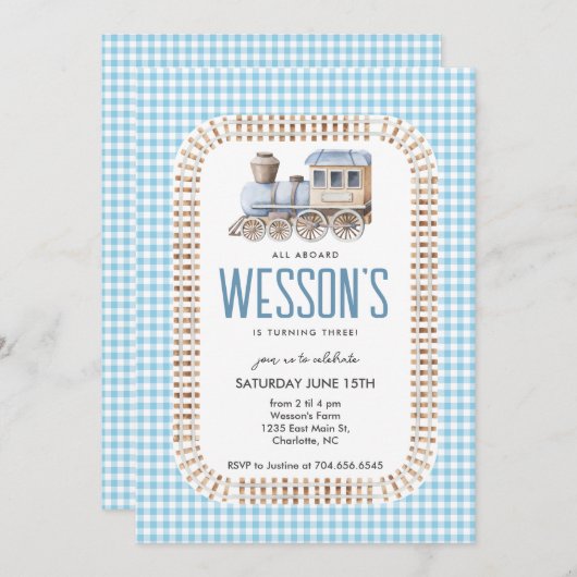 列車の誕生日、すべての乗船誕生日招待状 招待状 (正面/裏面)