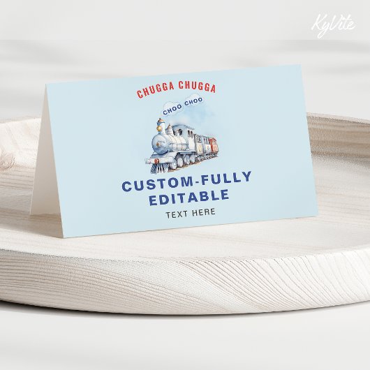 列車の誕生田の折り畳み食品テントカード、Chugga Chugga カード