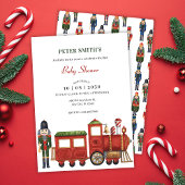 列車の赤ちゃんシャワー付きクリスマスのくるみ割り 招待状