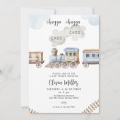 列車の赤ちゃんシャワー招待状、チュガボーイ赤ちゃんシャワー 招待状 (正面)