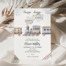 列車の赤ちゃんシャワー招待状、チュガボーイ赤ちゃんシャワー