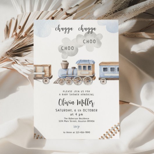 列車の赤ちゃんシャワー招待状、チュガボーイ赤ちゃんシャワー 招待状