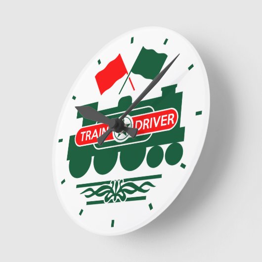 列車の運転手 ラウンド壁時計 (傾斜)