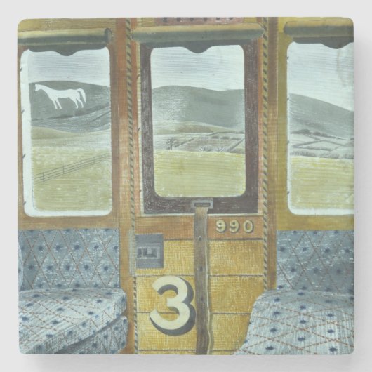 列車の風景(Eric Ravilious) ストーンコースター (正面)