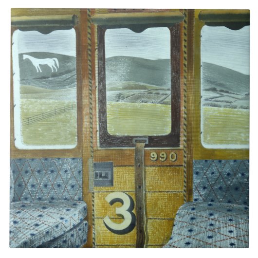 列車の風景(Eric Ravilious) タイル (正面)