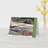 列車の駅の画像(誕生日グリーティングカード用) カード (黄色い花)