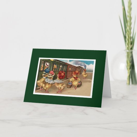 列車の黄色い雛 – 擬人化アート シーズンカード (正面)