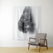 列車の黒と白の線路 タペストリー (インサイチュ)