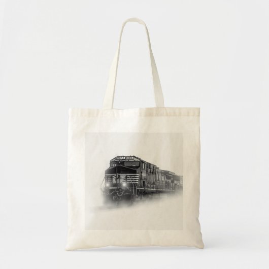 列車の黒と白の線路 トートバッグ (正面)