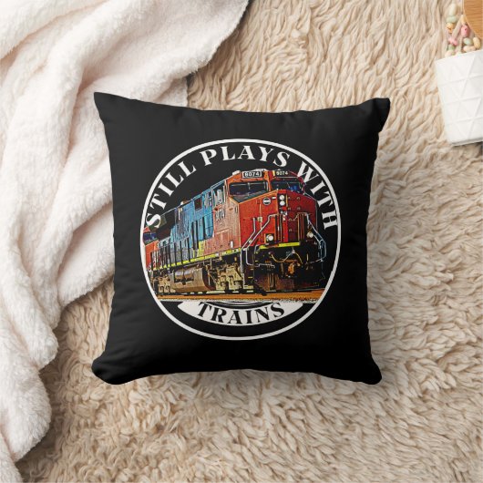 列車は遊まだオレンジ色のディーゼル機関車 クッション (ブランケット)