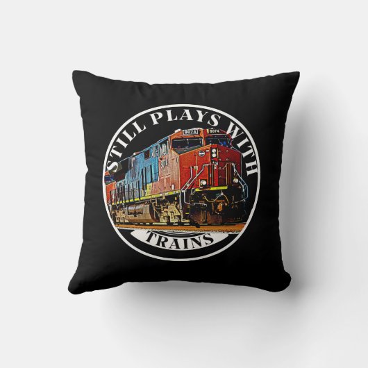 列車は遊まだオレンジ色のディーゼル機関車 クッション (裏面)