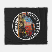 列車は遊まだオレンジ色のディーゼル機関車 フリースブランケット (正面(横))